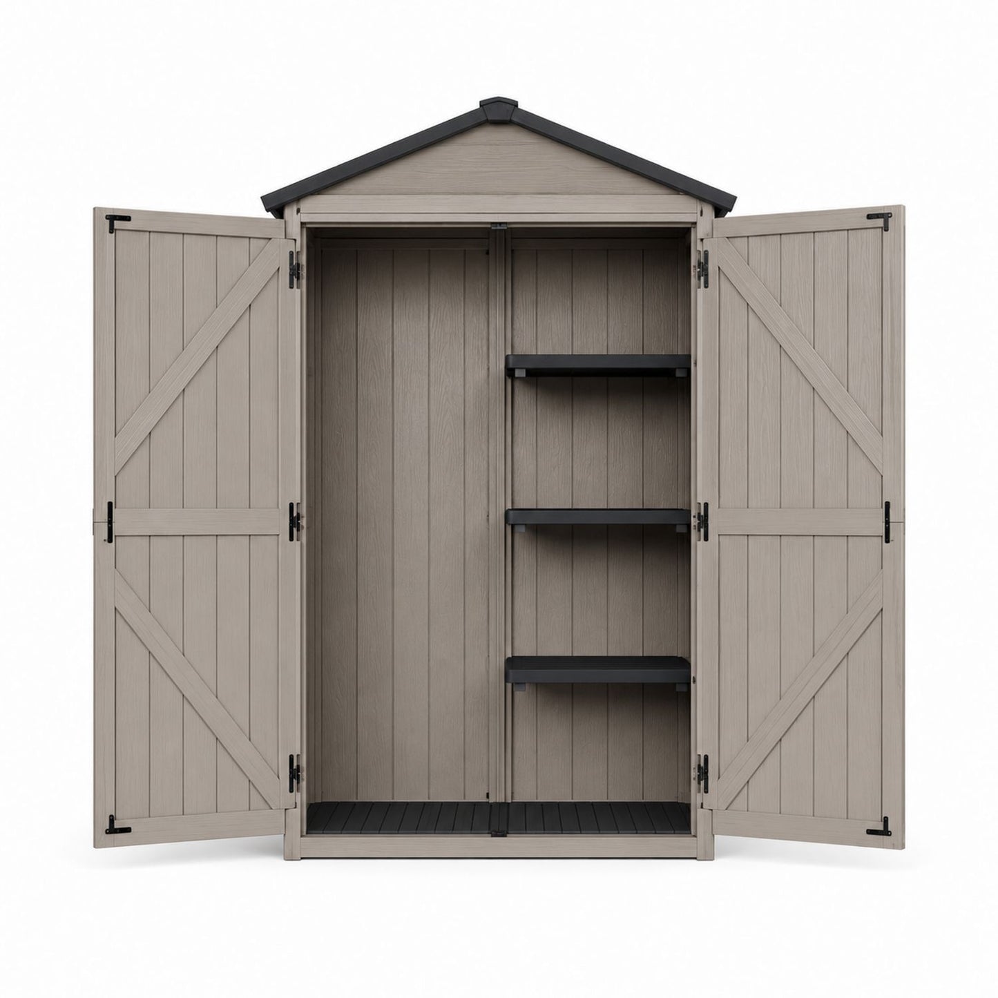 Outdoor Storage Shed Resin Beige Double Door 180cm x 90cm x 200cm