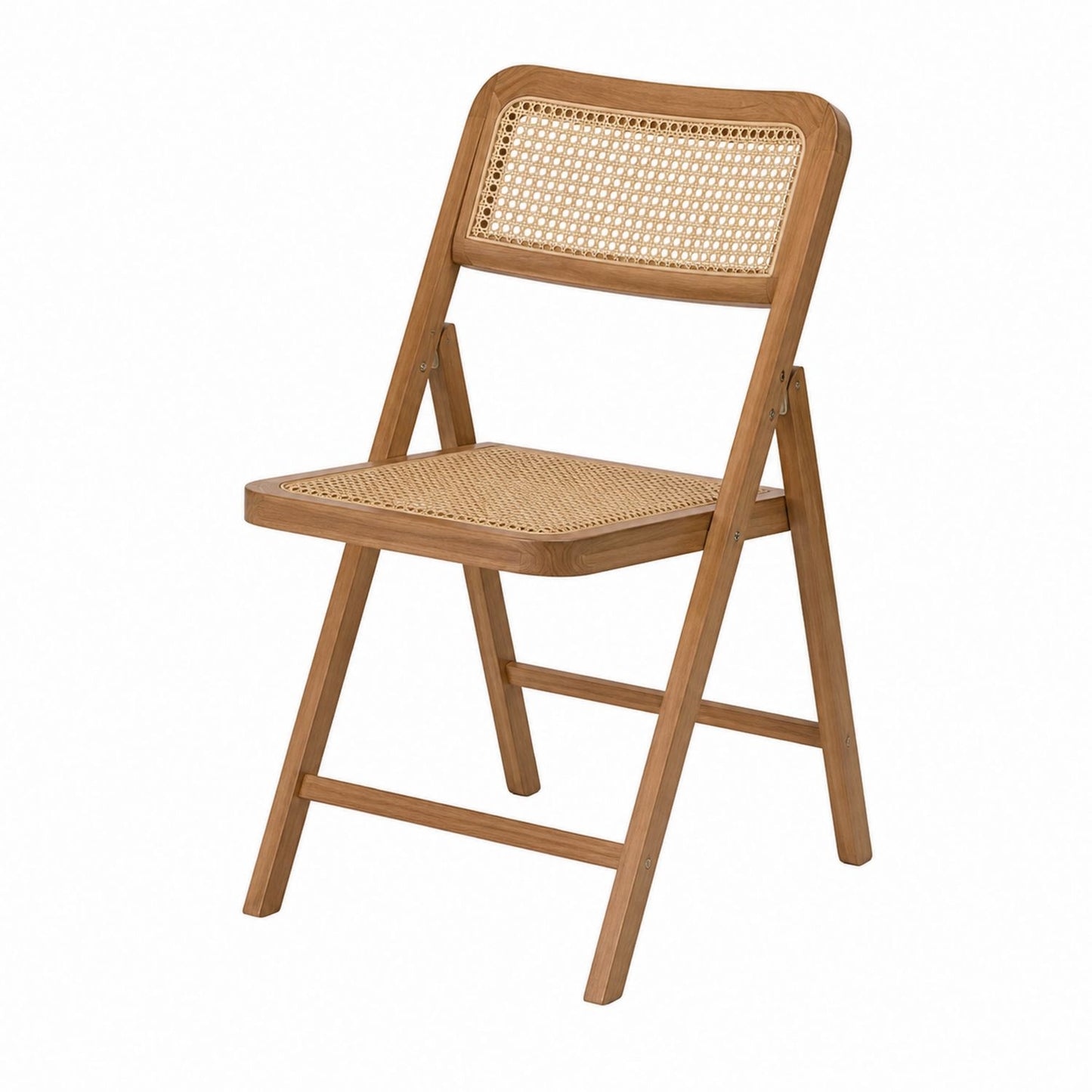 Wood Folding Chair with Rattan Seat and Back