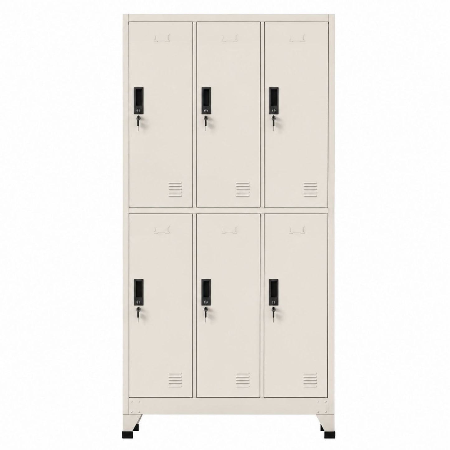 Metal 6-Door Locker Cabinet Beige