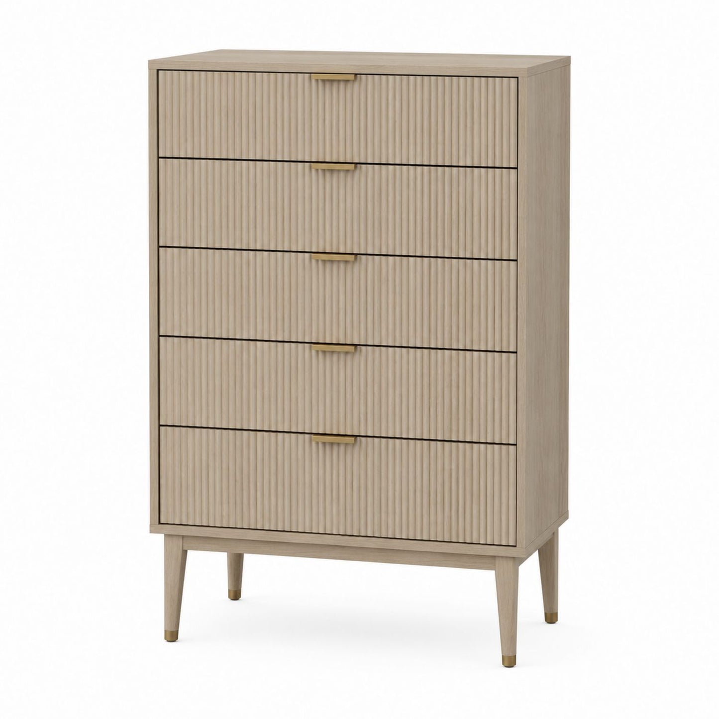 Wood 5-Drawer Dresser Beige