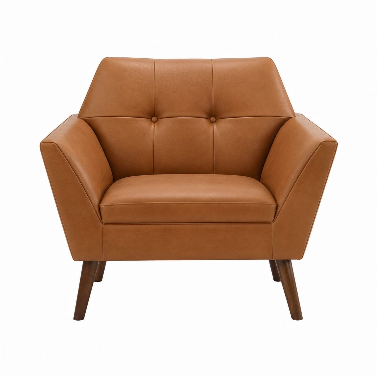 Mid-Century PU Leather Lounge Chair Brown 80cm x 75cm x 85cm