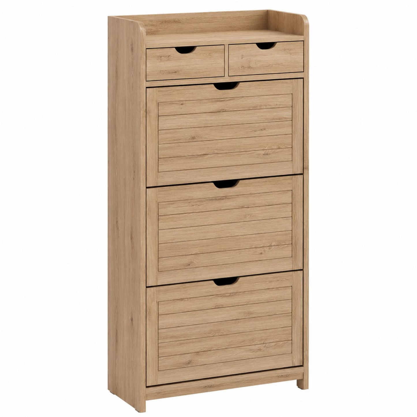 Shoe Cabinet MDF with Natural Wood Finish 31x12x50 Inches
