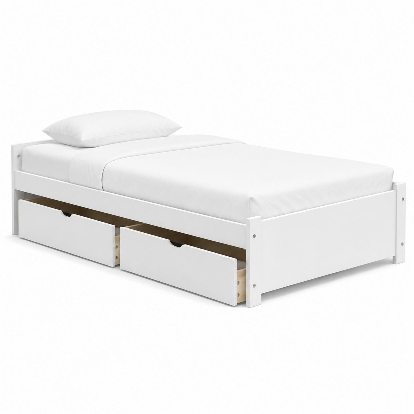 Twin Bed with Storage Drawers Wood White