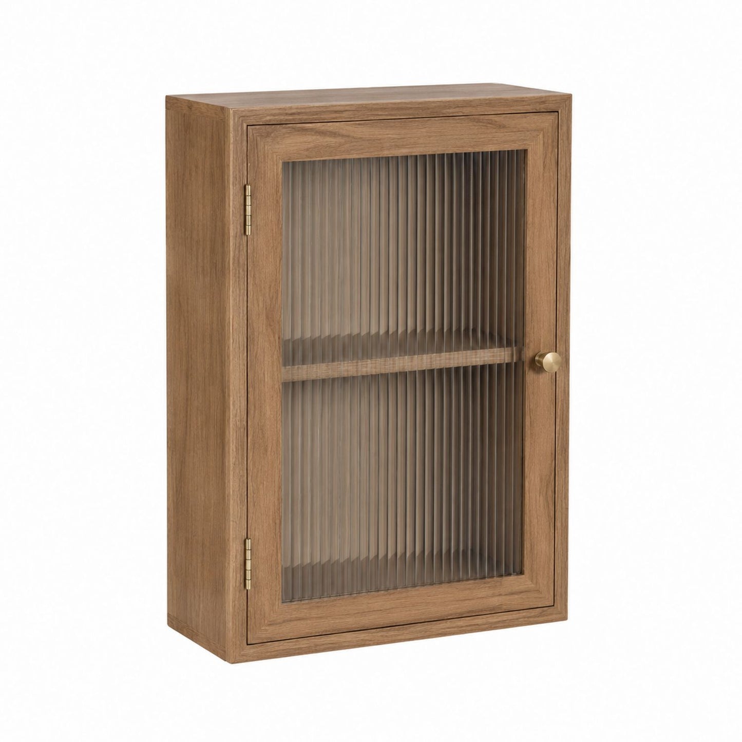 Wooden Wall Cabinet with Tempered Glass Door Brown 60cm Height