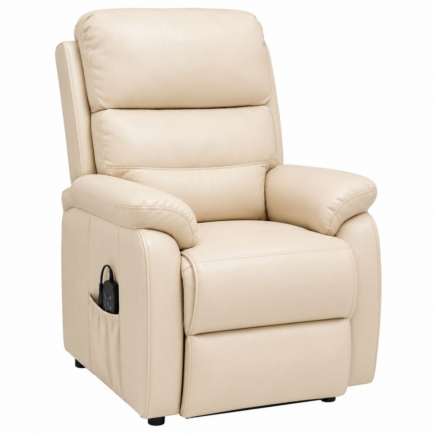Recliner Chair Faux Leather Beige Electric Massage Adjustable