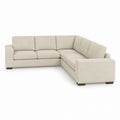 Beige L-Shaped Polyester Fabric Sectional Sofa with Solid Wood Frame
