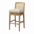Oak Bar Stool with Rattan Backrest and Cushioned Seat Light Brown