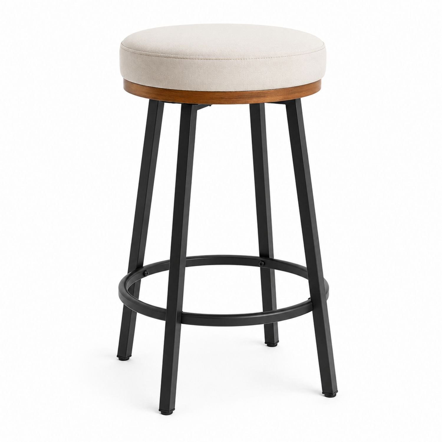 Round Bar Stool with Fabric Cushion and Metal Frame 75cm