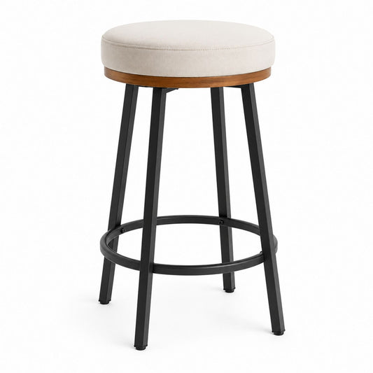 Round Bar Stool with Fabric Cushion and Metal Frame 75cm