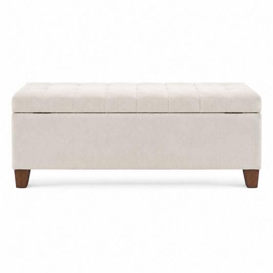 Fabric Storage Ottoman Beige 120cm x 45cm x 45cm