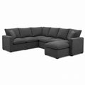 Gray Polyester L-Shaped Sectional Sofa with Reversible Chaise