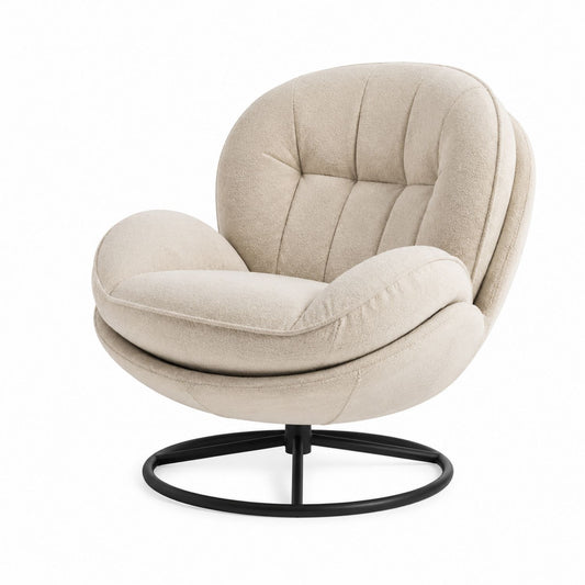 Swivel Lounge Chair with Polyester Fabric and Metal Base