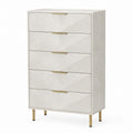 5 Drawer Chest Wood White 120cm Tall Dresser