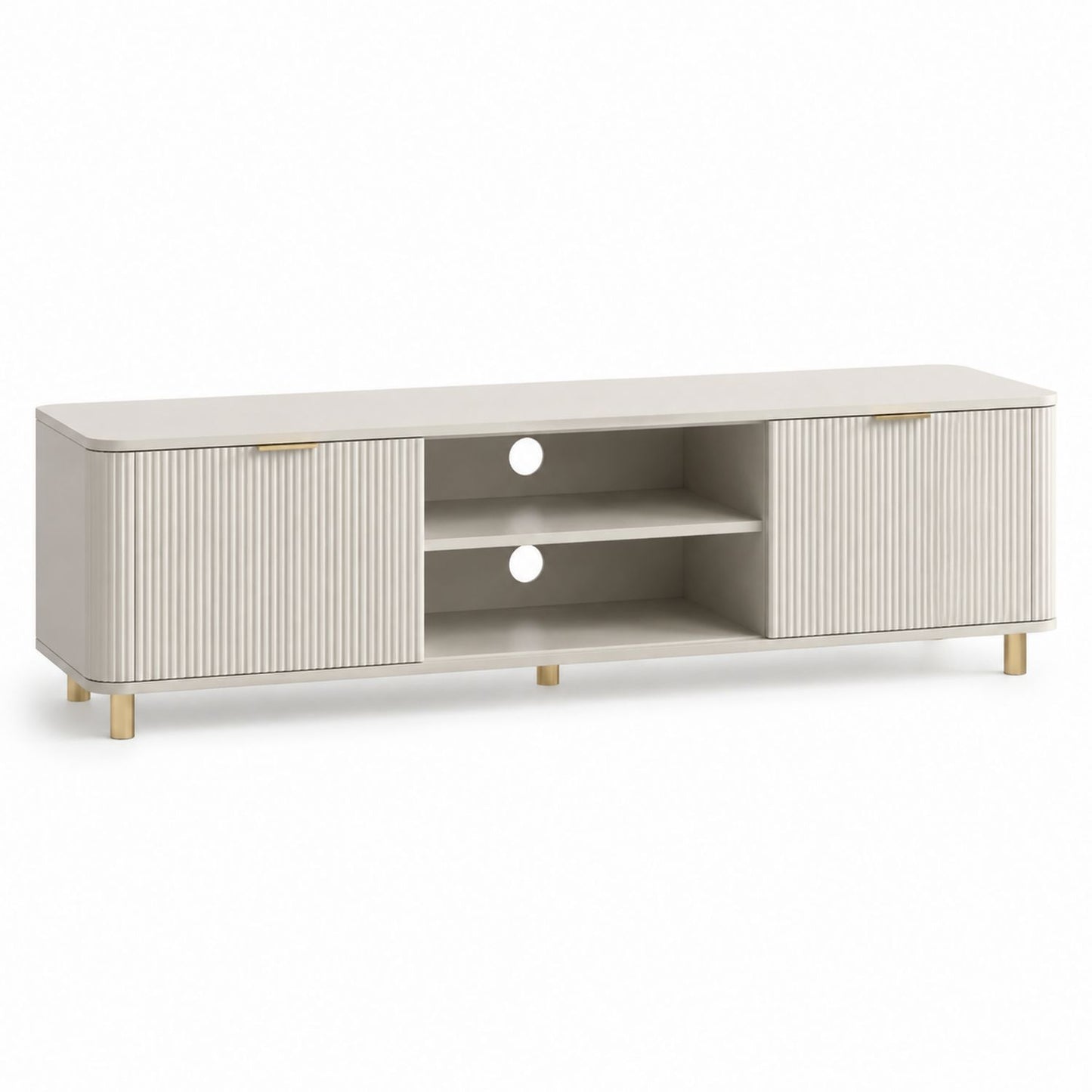 TV Stand Entertainment Center Wood Beige Rectangular 180cm