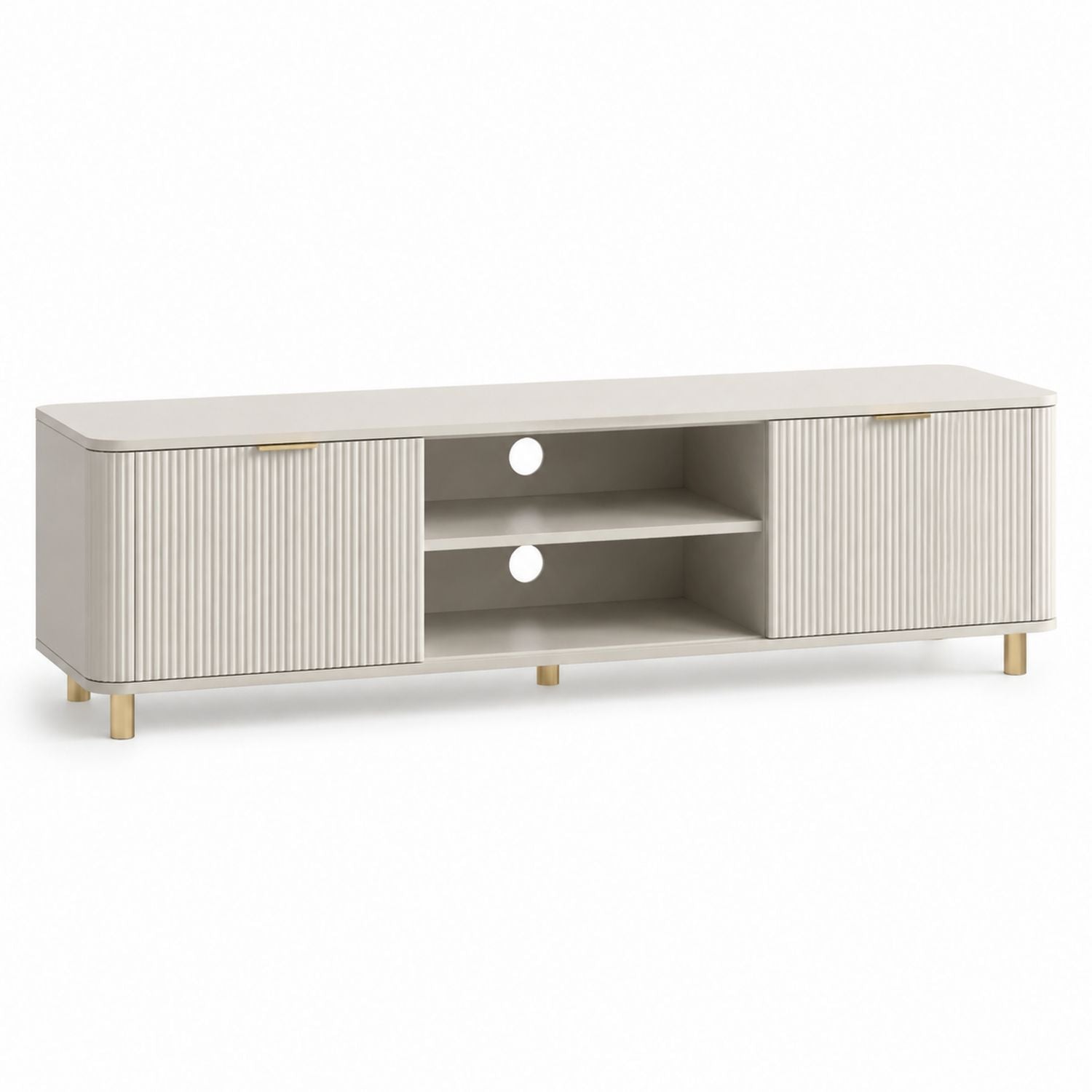 TV Stand Entertainment Center Wood Beige Rectangular 180cm