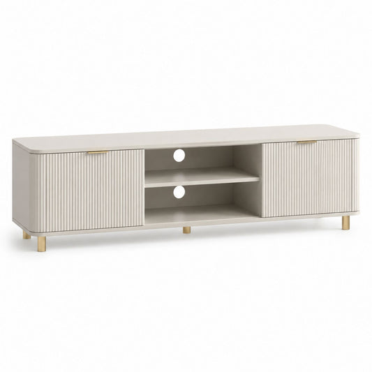 TV Stand Entertainment Center Wood Beige Rectangular 180cm