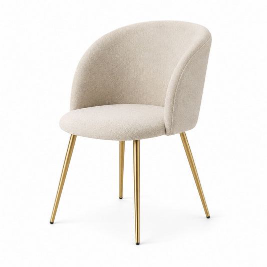 Beige Upholstered Chair with Metal Legs