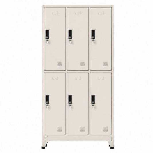 Metal 6-Door Locker Cabinet Beige