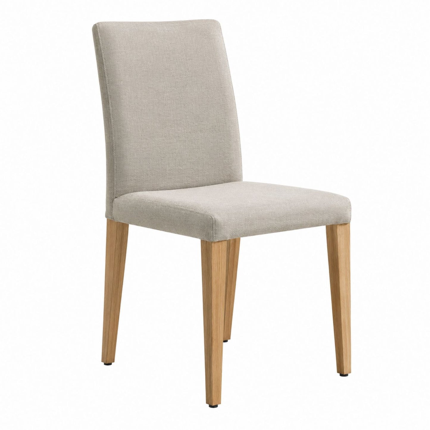 Beige Upholstered Dining Chair with Oak Wood Legs