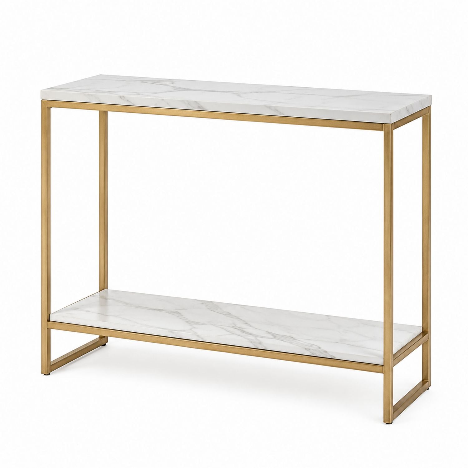 Marble Top Console Table with Gold Metal Frame
