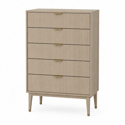 Wood 5-Drawer Dresser Beige