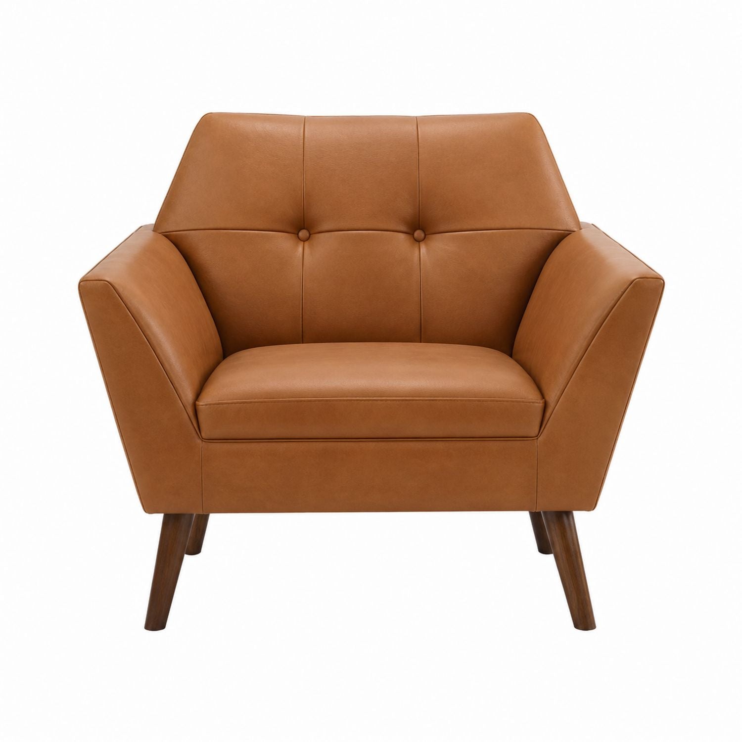 Mid-Century PU Leather Lounge Chair Brown 80cm x 75cm x 85cm
