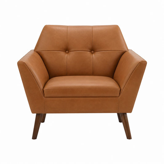 Mid-Century PU Leather Lounge Chair Brown 80cm x 75cm x 85cm