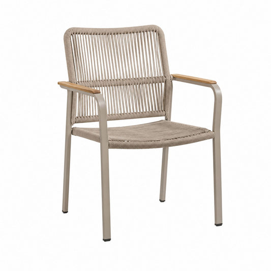 Outdoor Aluminum Armchair with Polyester Rope Weave 78cm x 60cm x 72cm