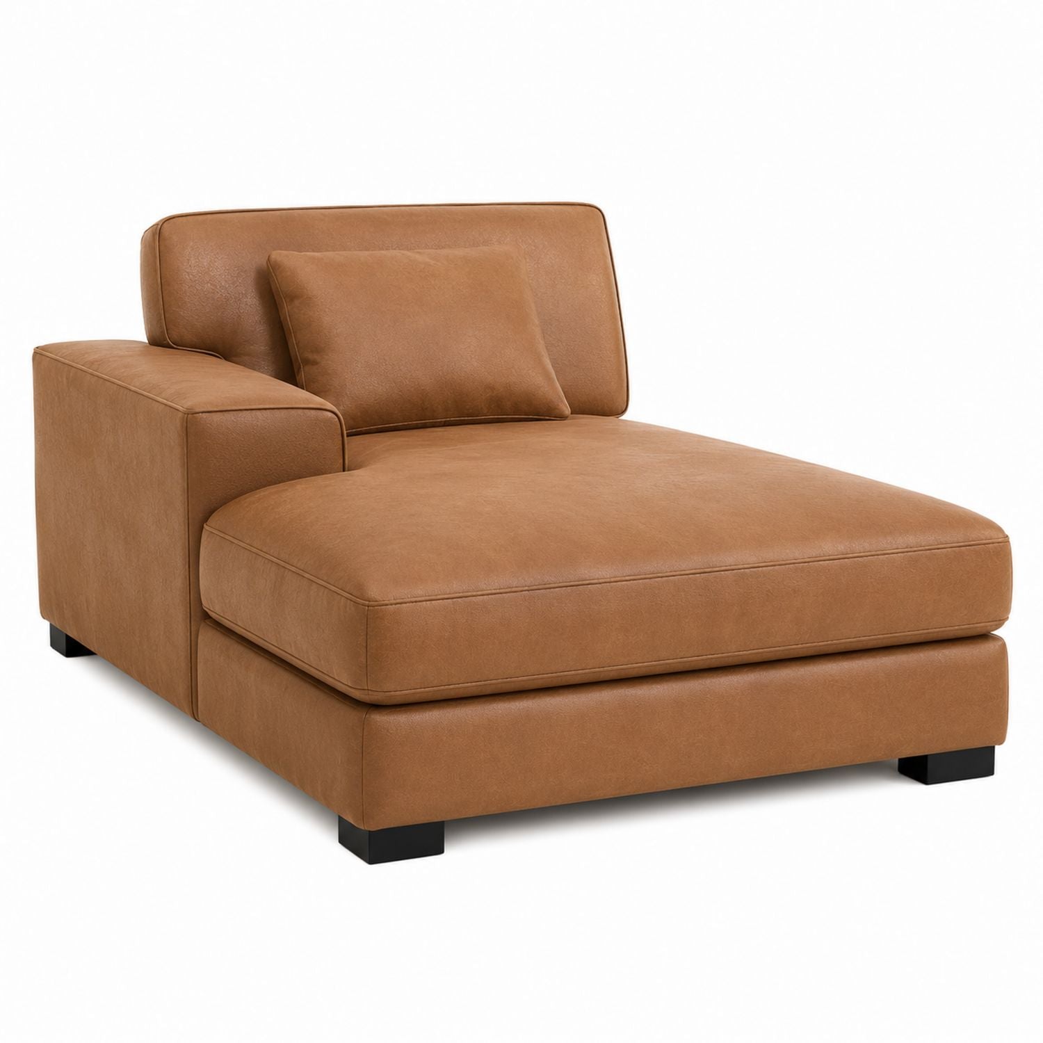 Brown PU Leather Sectional Chaise Lounge Sofa
