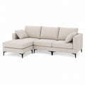 Beige Fabric Sectional Sofa with Chaise and Metal Legs 230cm