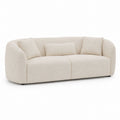 Curved Bouclé Fabric Sofa Beige 3-Seater 220cm