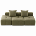 Olive Green Fabric 3-Seater Modular Sofa with Cushions