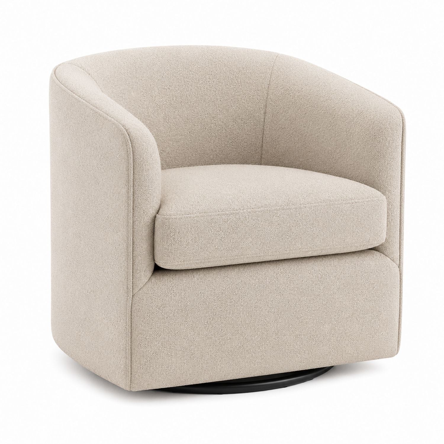 Swivel Armchair Woven Polyester Beige 80x80x70cm