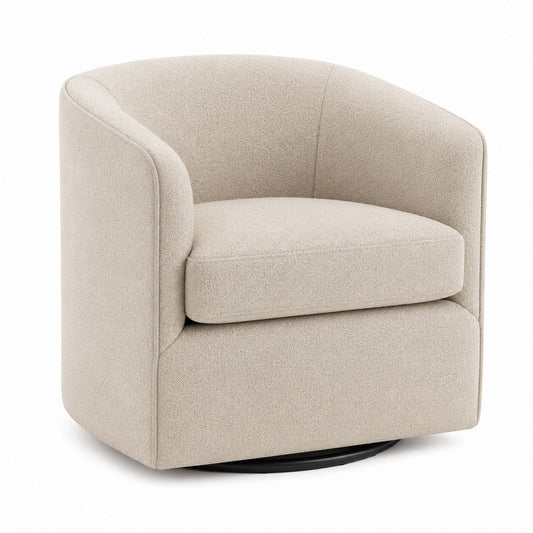Swivel Armchair Woven Polyester Beige 80x80x70cm