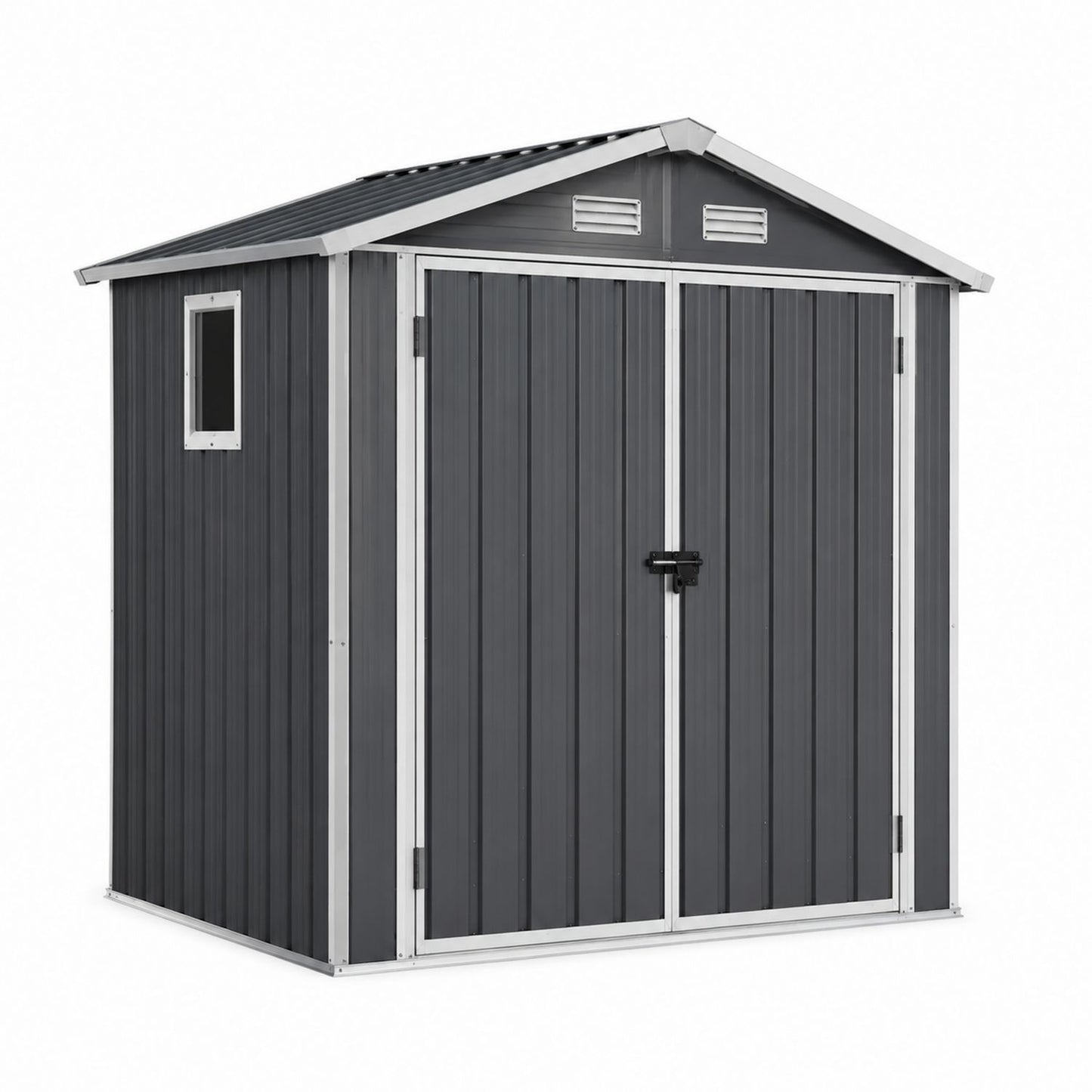 Gray Metal Outdoor Storage Shed 210x130x185 cm