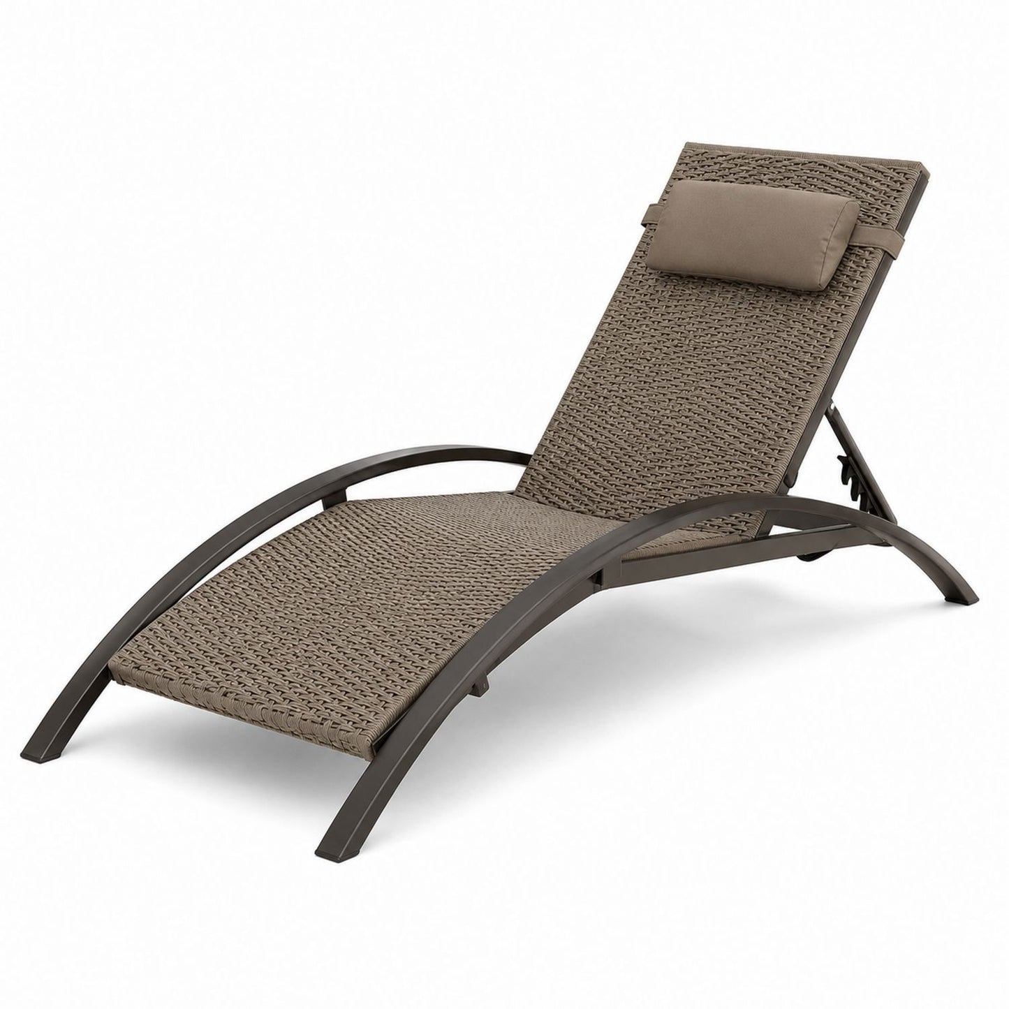 Aluminum Outdoor Chaise Lounge with Woven Seat Recliner 200cm Brown