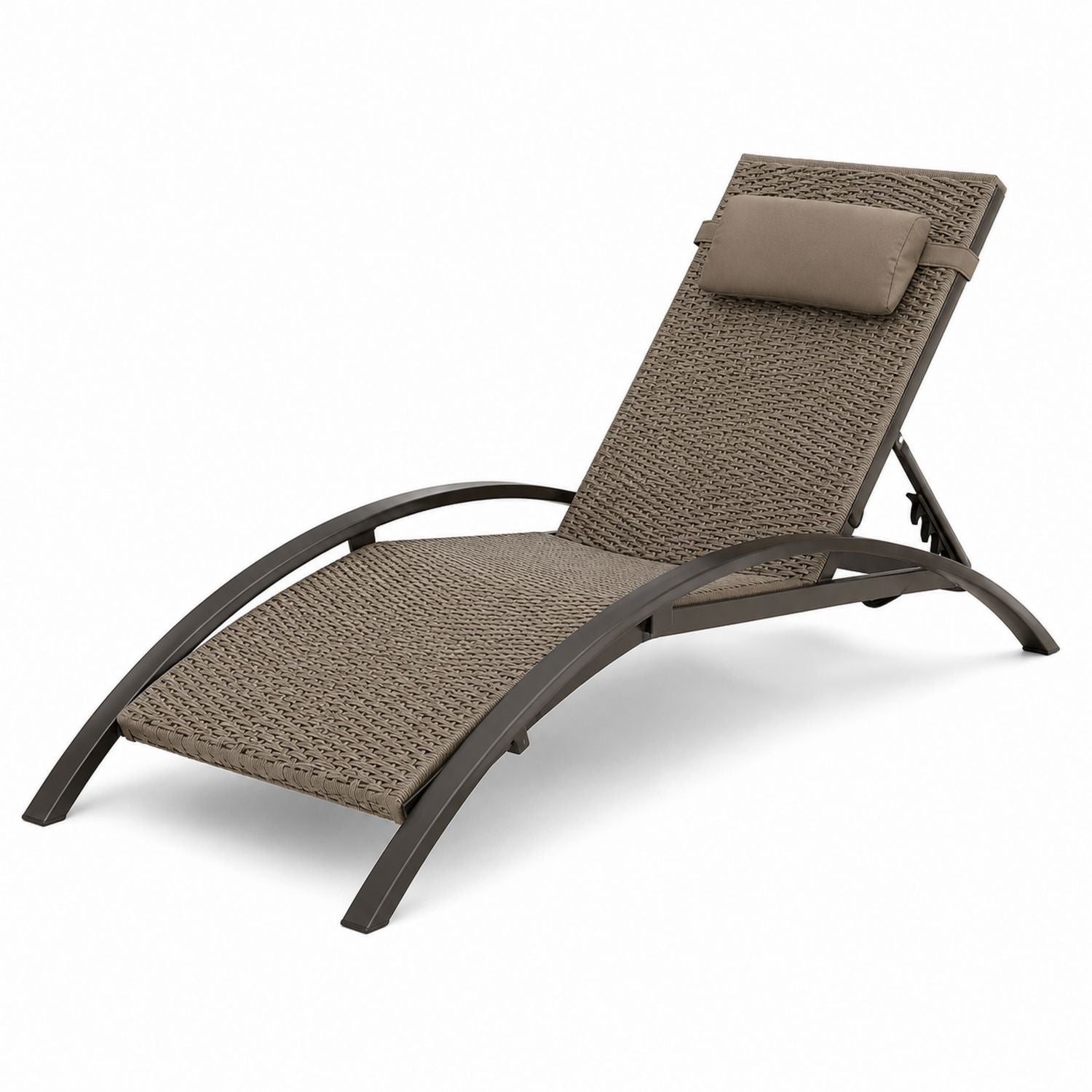 Aluminum Outdoor Chaise Lounge with Woven Seat Recliner 200cm Brown