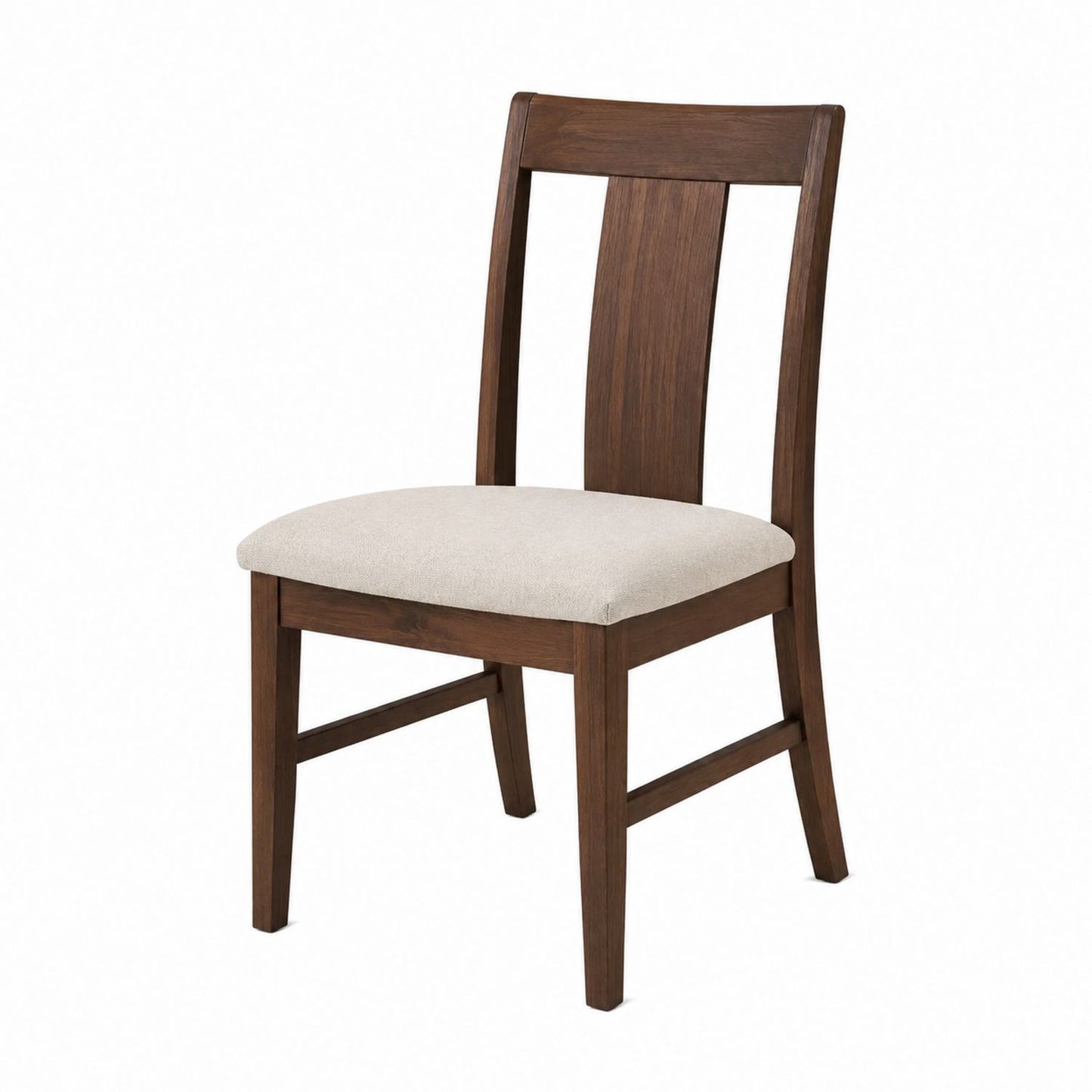 Wooden Dining Chair with Polyester Fabric Seat Brown and Beige